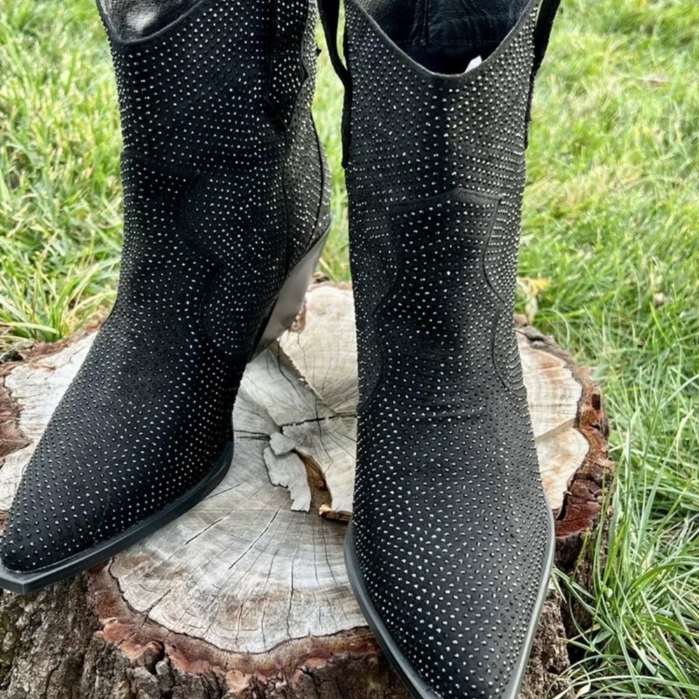 Studded Black Ankle Boots - Picture 6 of 6